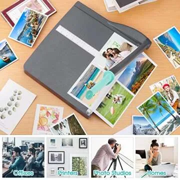 Paper Cutter, Paper Trimmer with Safety Guard, 12" Cut Length Paper Slicer with 16 Sheet Capacity Paper Cutting Board,Guillotine Paper Cutters and Trimmers for Cardstock Cardboard Vinyl (Gray)