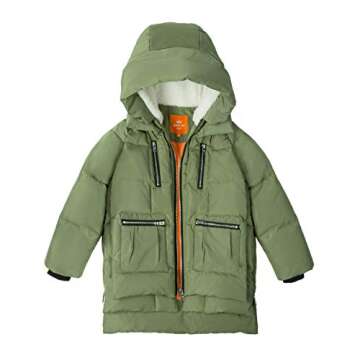 Orolay Children Hooded Down Coat Girls Quilted Puffer Jacket Boys Winter Jackets Green 120CM