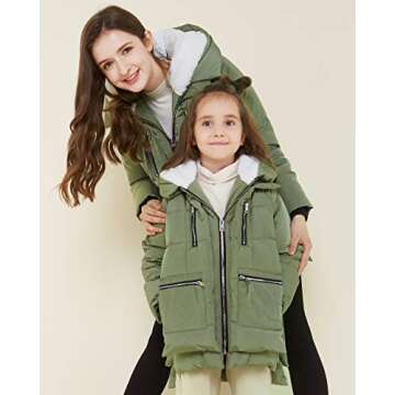 Orolay Children Hooded Down Coat Girls Quilted Puffer Jacket Boys Winter Jackets Green 120CM