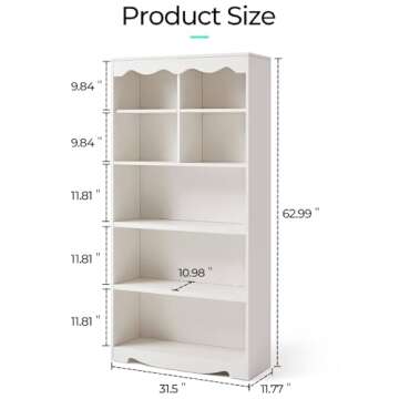 LINSY HOME 5-Tier Bookshelf - Modern Farmhouse Design for Any Space