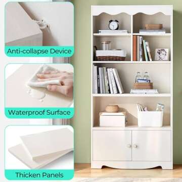 LINSY HOME 5-Tier Bookshelf - Stylish Storage Solution