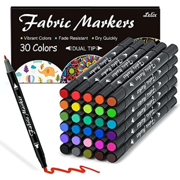 Lelix Fabric Markers - 30 Dual Tip Pens for Crafting