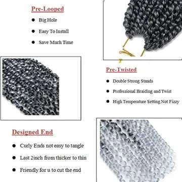 Omber Grey Passion Twist Hair - 30inch Pre Loop Braids