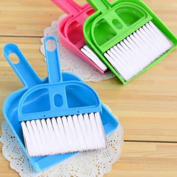 Generic Mini Dustpan and Brush Set, Portable Hand Brush Dustpan Small Brush Hand Broom Handheld Broom and Dustpan Set Keyboard Cleaner for Clean Kitchens, Tables, and Animal Cages, Random