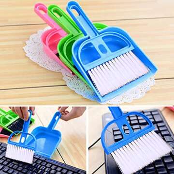 Generic Mini Dustpan and Brush Set, Portable Hand Brush Dustpan Small Brush Hand Broom Handheld Broom and Dustpan Set Keyboard Cleaner for Clean Kitchens, Tables, and Animal Cages, Random