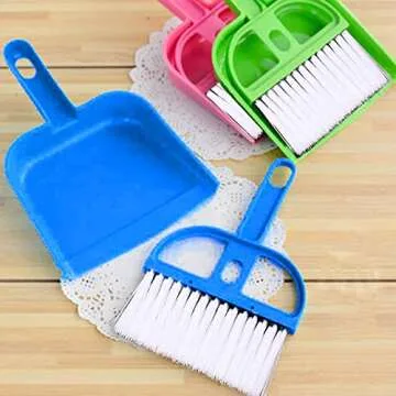 Generic Mini Dustpan and Brush Set, Portable Hand Brush Dustpan Small Brush Hand Broom Handheld Broom and Dustpan Set Keyboard Cleaner for Clean Kitchens, Tables, and Animal Cages, Random