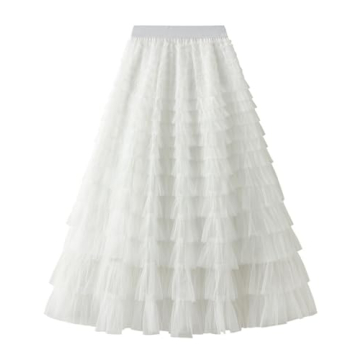 Flygo Women's Long Maxi Tulle Skirt for Elegant Occasions