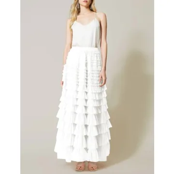 Flygo Women's Long Maxi Tulle Skirt for Elegant Occasions