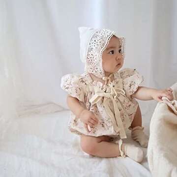 Kupretty Newborn Baby Girl Cotton Summer Clothes Vintage Floral Romper Square Neck Short Sleeve Body...