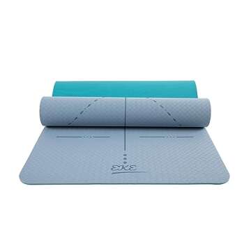 EKE Yoga Mat with Alignment Lines- Non-Slip Sweatproof Surface - 100% Recycleable Materials - Eco Friendly - Made of TPE