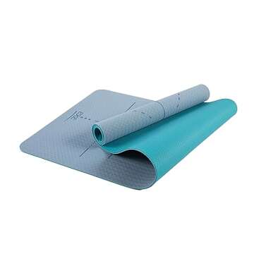 EKE Yoga Mat with Alignment Lines- Non-Slip Sweatproof Surface - 100% Recycleable Materials - Eco Friendly - Made of TPE