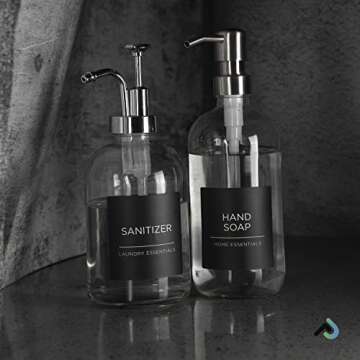 Prefdo Laundry Labels for Jars,144 Minimalist Laundry Room Labels, Waterproof Cleaning Labels for Glass Jars Spray Bottles Linen Containers Laundry Room Bathroom Storage Organization (Black)