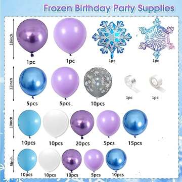 Frozen Balloon Garland Arch Kit Snow Blue and Purple White Balloons Birthday Snowflake Foil Balloons...
