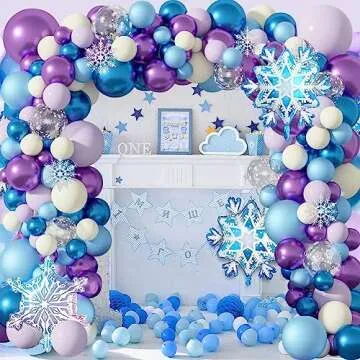 Frozen Balloon Garland Arch Kit Snow Blue and Purple White Balloons Birthday Snowflake Foil Balloons for Princess Winter Wonderland Gir Frozen Theme Birthday Party Supplies Decorations