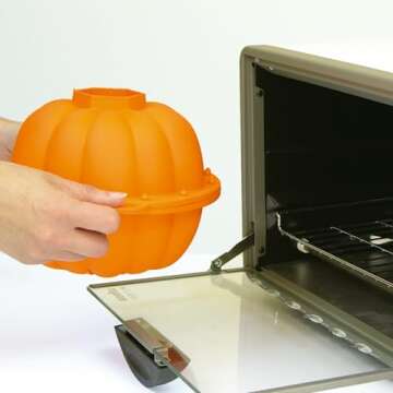 Lekue 3D Pumpkin Cake Mold - Platinum Non-Stick Silicone Halloween Baking Mold - Ideal for Festive Pumpkin-Shaped Cakes & Desserts, Versatile for Oven, Freezer, Microwave Use, Easy to Clean