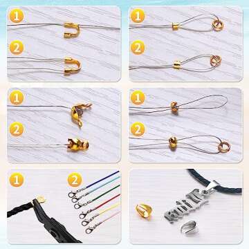 2120 PCS Crimp Beads for Jewelry Making Supplies, Bracelet Clasps and Closures, Golden Silver Crimp Covers & Tubes, Lobster Clasp Crimping Pliers and Beading Wire