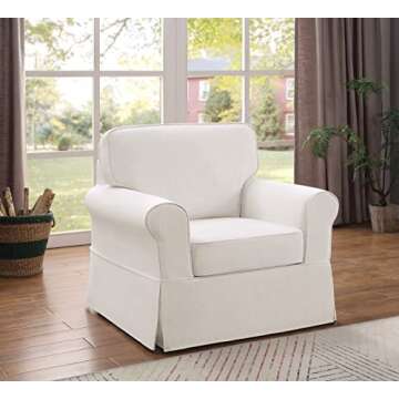 OSP Home Furnishings Ashton Rolled Arm Chair with Slipcover, White
