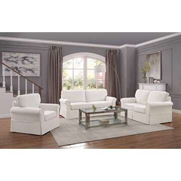 OSP Home Furnishings Ashton Rolled Arm Chair with Slipcover, White