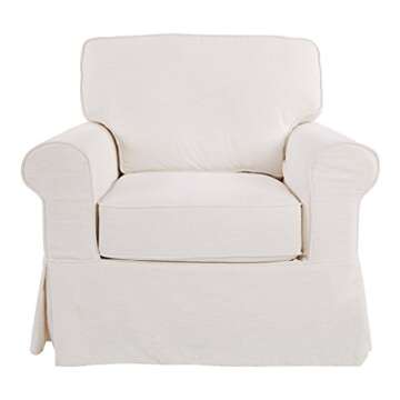 OSP Home Furnishings Ashton Rolled Arm Chair with Slipcover, White