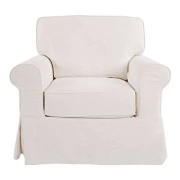 OSP Home Furnishings Ashton Rolled Arm Chair with Slipcover, White