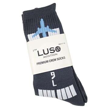 Runway Design, Aviation-Themed Premium Crew Socks 1-Pair