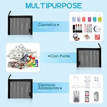 EASYFUN 6 Mini Mesh Zipper Pouches for Organizing Essentials