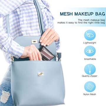 EASYFUN 6 Mini Mesh Zipper Pouches for Organizing Essentials