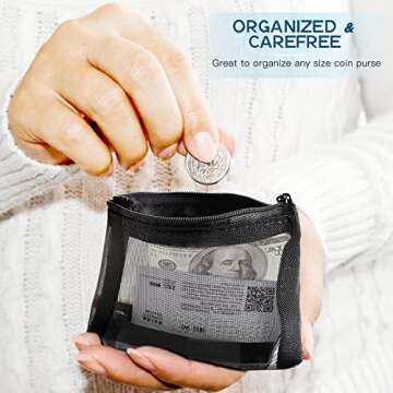 EASYFUN 6 Mini Mesh Zipper Pouches for Organizing Essentials