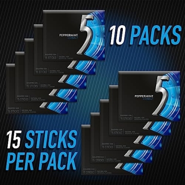 5 GUM Sugar Free Peppermint Chewing Gum 10 Packs