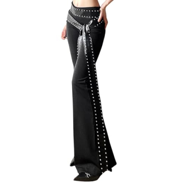 xxxiticat Women's Black Flared Trousers - High Waisted Slim Fit Stretchy Pants