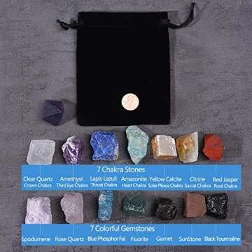 15pcs Gemstones Chakra Crystals and Healing Stones Kit for Yoga, Meditation,Zen