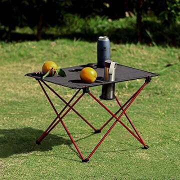 Outry Lightweight Folding Camp Table with Cup Holders