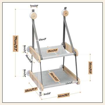 PEQULTI Cat Window Perch, Double Layered Cat Window Hammock,Window Mounted Cat Seat Cat Bed for Indoor Cats