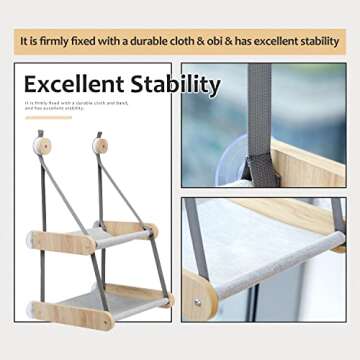 PEQULTI Cat Window Perch, Double Layered Cat Window Hammock,Window Mounted Cat Seat Cat Bed for Indoor Cats