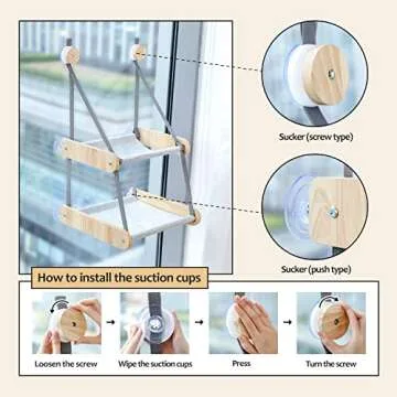 PEQULTI Cat Window Perch, Double Layered Cat Window Hammock,Window Mounted Cat Seat Cat Bed for Indoor Cats