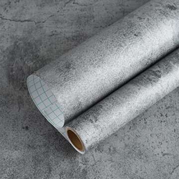 BAYYA Concrete Wallpaper Countertops Contact Paper Cement Grey Wallpaper Peel and Stick 15.75" x 196...