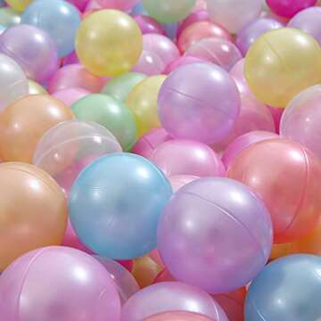 Heopeis Soft Plastic Ball Pit Balls, 100pcs Plastic Toy Balls for Kids, Crush Proof Balls for Girl B...