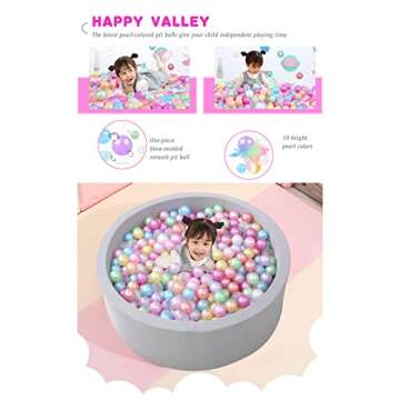 Heopeis Soft Plastic Ball Pit Balls, 100pcs Plastic Toy Balls for Kids, Crush Proof Balls for Girl Boy Baby Toddler, Ball Pool Play Tent, Baby Kiddie Pool Water Toys, Party Decoration