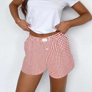 Womens Casual Summer Shorts 2025 - Trendy Plaid Boxer Shorts 5 Inch