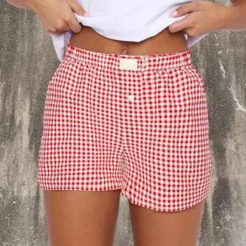 Stylish Womens Casual Summer Shorts 2025 - Plaid Design