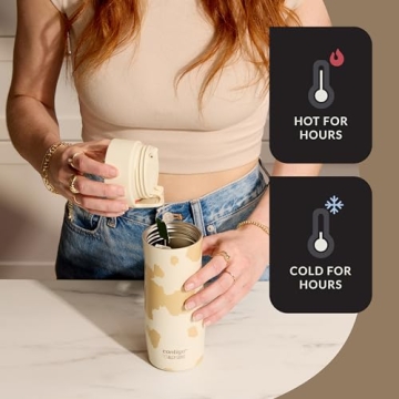 Contigo x Ally Love Stainless Steel Vacuum-Insulated Travel Mug with Autoseal and Easy Clean Lid, Spill-proof, Keeps Drinks cold 24 hrs & hot for 11 hrs, BPA Free, 16oz., West Loop 3.0, Oatmilk