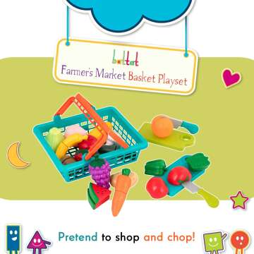 Battat 37 Pcs Play Food Set with Basket & Chopper