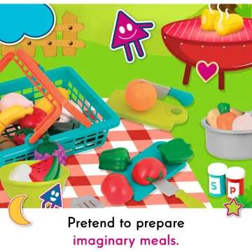 Battat 37 Pcs Play Food Set with Basket & Chopper