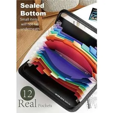 SortRax Small Receipt Coupon Organizer, A6 Size 12 Pockets Accordion File Organizer, 8X5.3 Inches, Zipper Closure