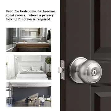 Probrico Nickle Privacy Door Knobs Set for Bedrooms & Baths