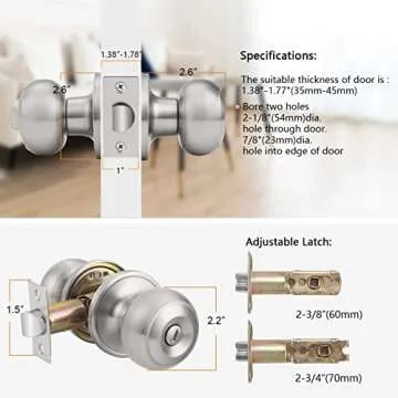 Probrico Nickle Privacy Door Knobs Set for Bedrooms & Baths