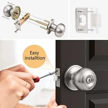 Probrico Nickle Privacy Door Knobs Set for Bedrooms & Baths
