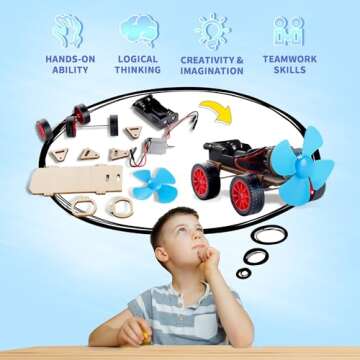 STEM Kits for Kids Age 8-10-12-14, Science Kits for Kids Age 8-12, STEM Toys Gifts for Boys Age 8 9 10 12 13 14, Car Building Science Experiment Projects for Kids 9-12, Solar Power & Engineering Kit