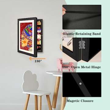 RIOFLY Kids Art Frames,9.5x13 Front Opening Artwork Frames Changeable Picture Display for DIN, Holds 50 Pcs, for 3D Picture,A4 Art-Work,Crafts,Children Drawing,Hanging Art,Portfolio Storage-Black
