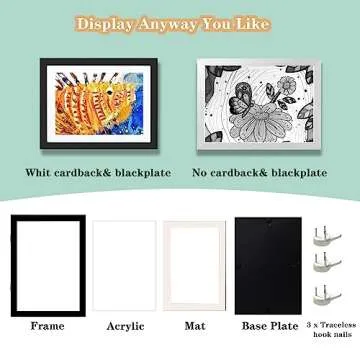 RIOFLY Kids Art Frames,9.5x13 Front Opening Artwork Frames Changeable Picture Display for DIN, Holds 50 Pcs, for 3D Picture,A4 Art-Work,Crafts,Children Drawing,Hanging Art,Portfolio Storage-Black